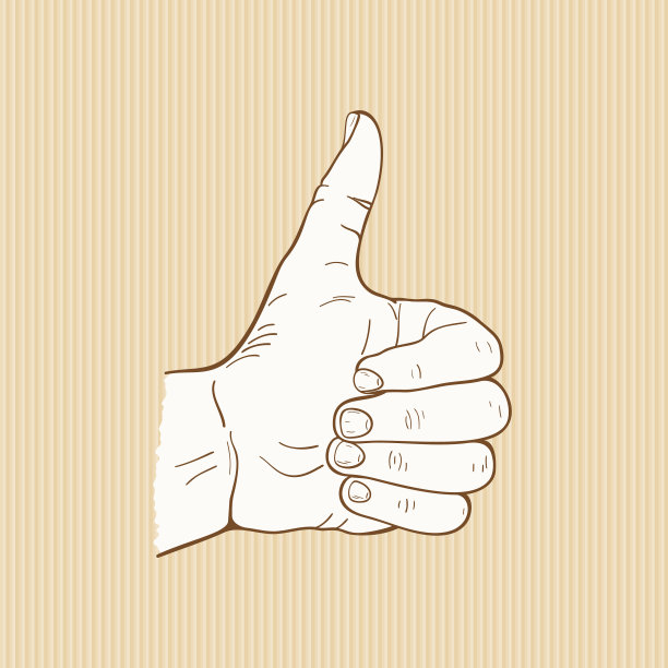 人的手显示符号喜欢或Ok。制作拇指向上的手势手绘素描矢量插图图片下载