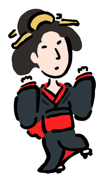 惊喜艺伎:手绘矢量图，像木刻版画图片下载