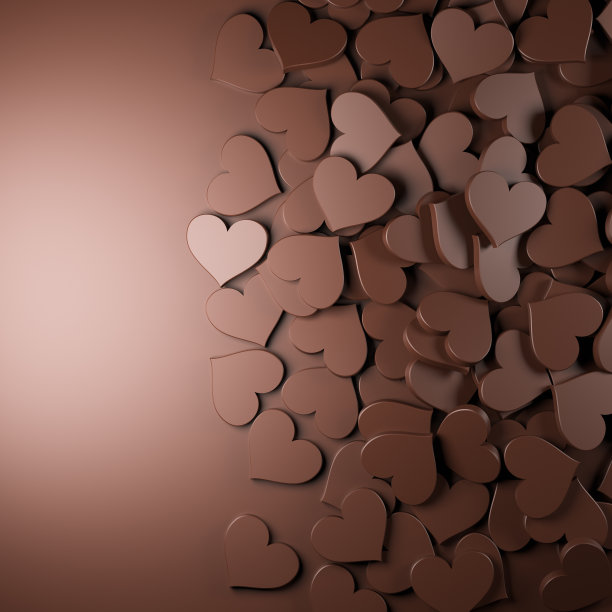 牛奶巧克力心背景与空白拷贝的左边，概念假日图片下载