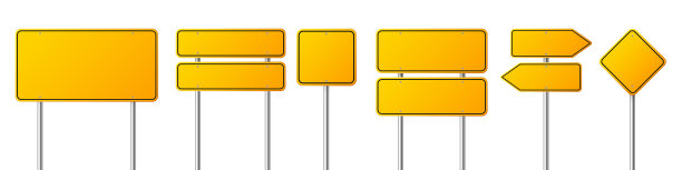 道路交通标志设置。有文字位置的空白板。模型。孤立的信息标志。方向。矢量图图片下载