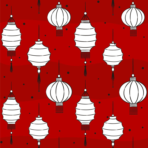 无缝图案的中国灯笼上的红色背景。图片下载