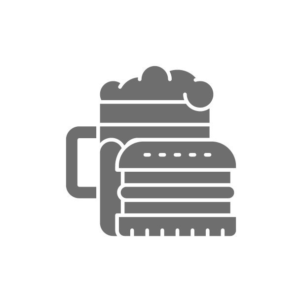 垃圾食品，啤酒和汉堡的灰色图标。图片下载