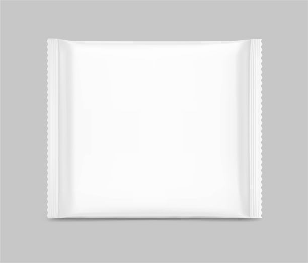 高度逼真的方形流包装模型。矢量插图。图片下载
