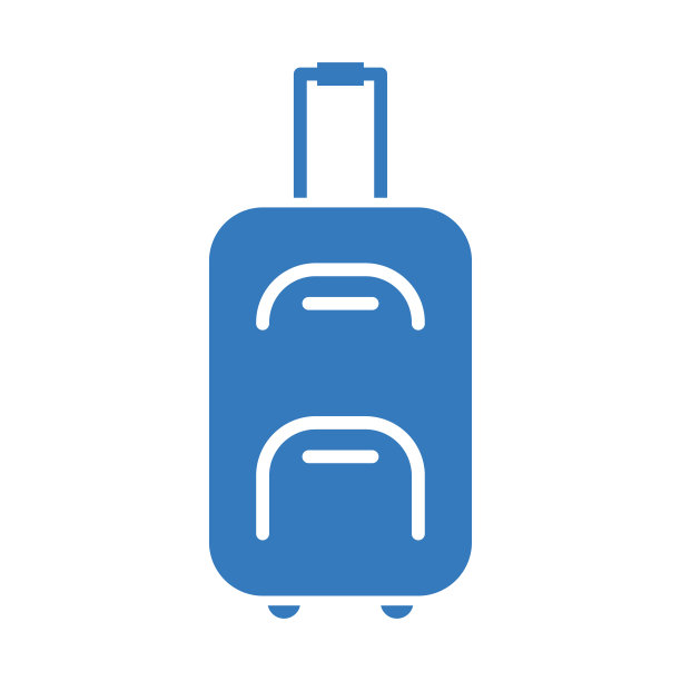 行李，手推车，行李图标。蓝色的向量。图片下载