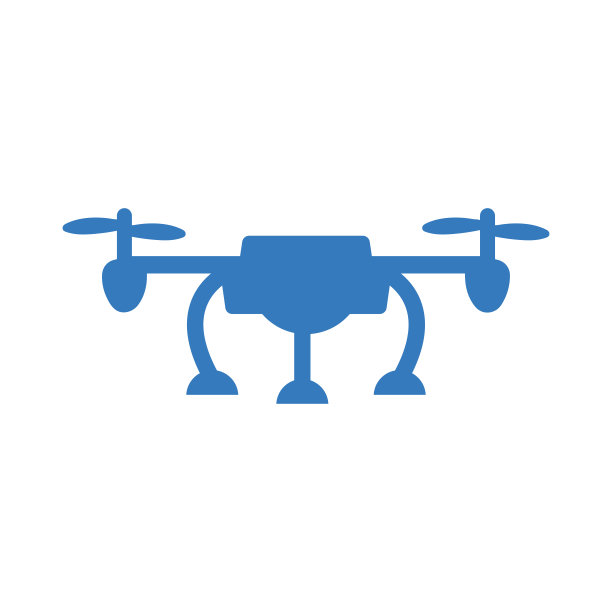 四架直升机，飞行的无人机图标。蓝色版本。图片下载