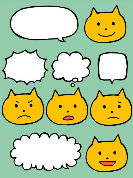 手绘可爱的猫和语音泡泡图片下载