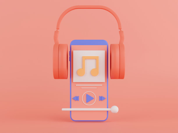 智能手机上的3d渲染音乐应用程序。图片下载