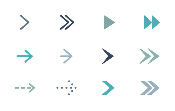 一组简单而平坦的箭头图标图片下载
