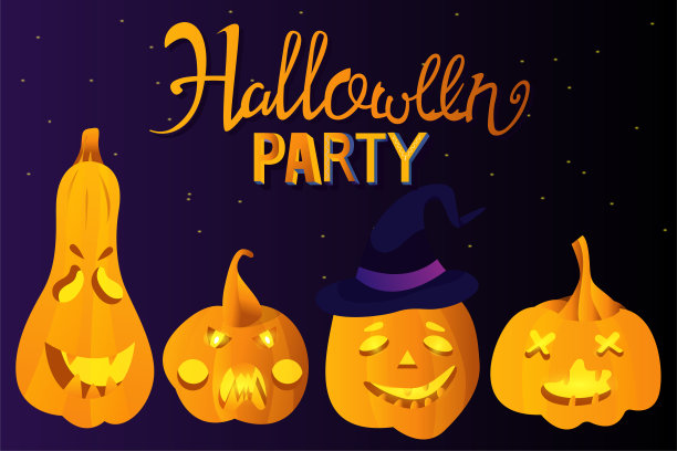 万圣节节日贺卡与南瓜和字母。图片下载