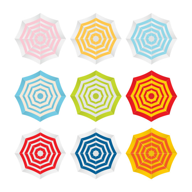 沙滩伞简单图标设置矢量插图EPS10图片下载