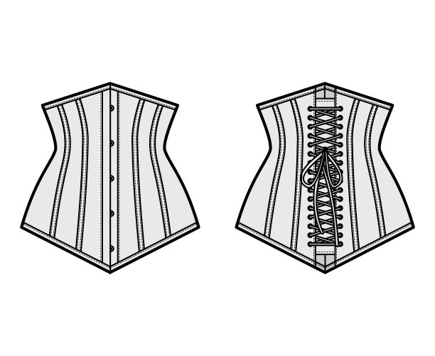 尖腰束带后背系长线紧身胸衣内衣技术时尚插图与骨平带模板图片下载