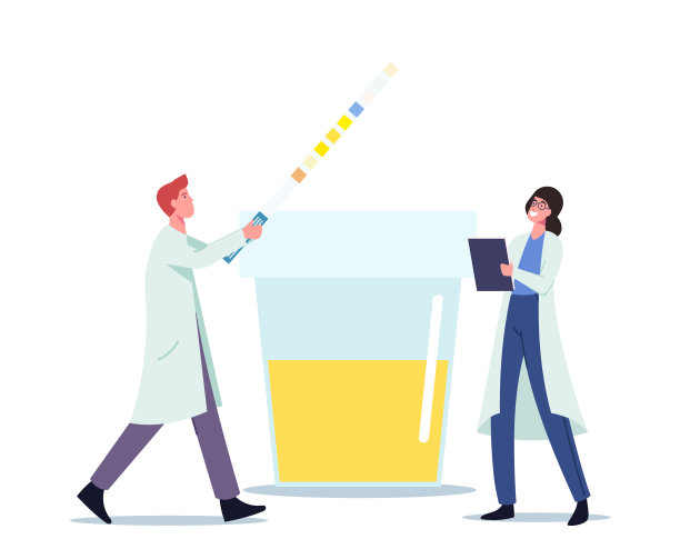 在医院或化验室进行疾病检查。巨大的塑料容器里的小医生角色图片下载