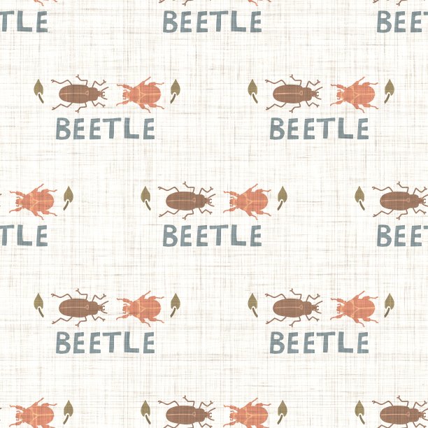 无缝背景甲虫昆虫性别中性模式。异想天开的极简大地色调。儿童托儿所墙纸或波西米亚卡通虫时尚全印。图片下载