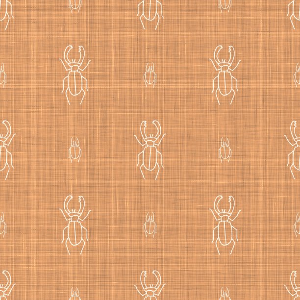 无缝背景甲虫昆虫性别中性模式。异想天开的极简大地色调。儿童托儿所墙纸或波西米亚卡通虫时尚全印。图片下载