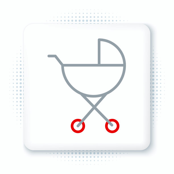 线婴儿推车图标孤立的白色背景。婴儿车，手推车，婴儿车，手推车，手推车。色彩斑斓的轮廓的概念。向量图片下载