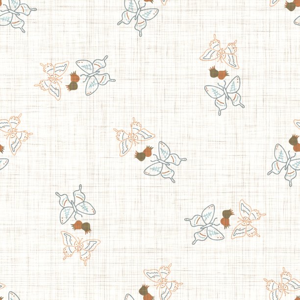 无缝背景蝴蝶中性模式。异想天开的极简大地色调。儿童托儿所墙纸或波西米亚卡通虫时尚全印。图片下载