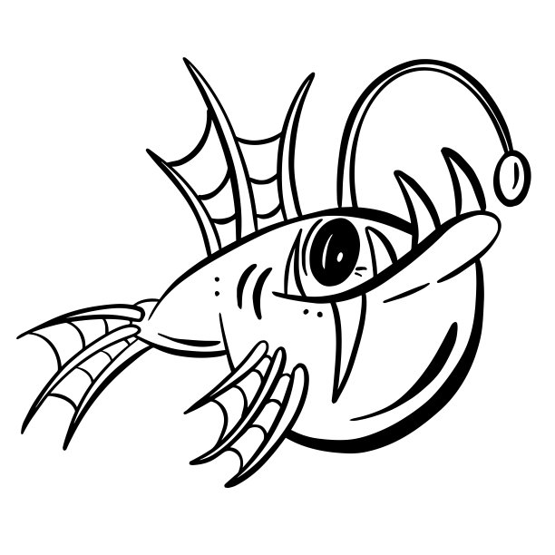 卡通琵琶鱼鱼轮廓插图矢量图片下载