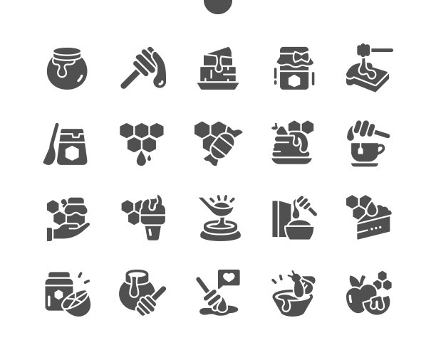 美味的蜂蜜。蜜蜂有机天然产品。蜂蜜罐。餐厅和咖啡厅菜单。矢量图标。简单的象形图图片下载