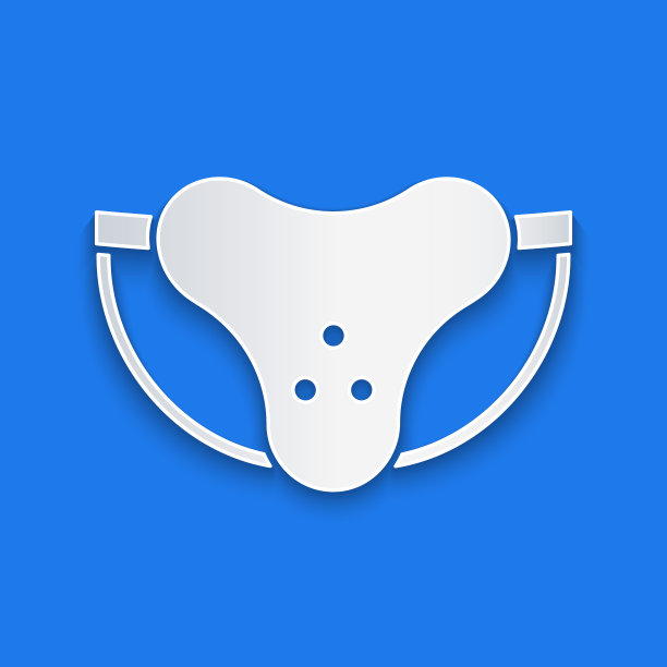 剪纸保护运动背带图标隔离在蓝色背景上。纸艺术风格。矢量图图片下载