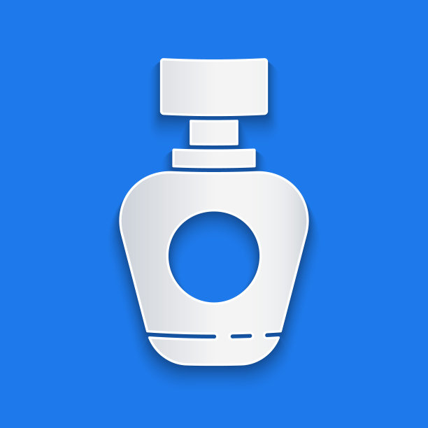 剪纸香水图标孤立在蓝色背景。纸艺术风格。矢量图图片下载