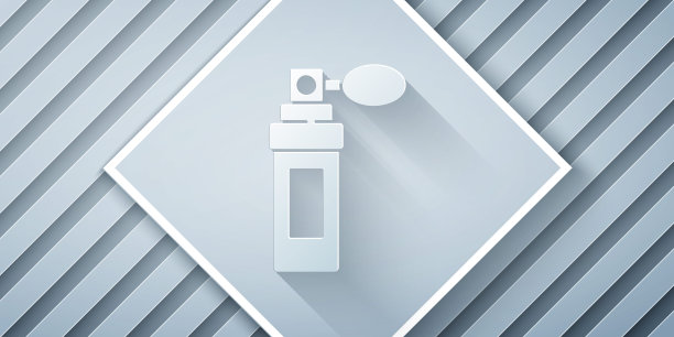 剪纸香水图标孤立在灰色背景。纸艺术风格。矢量图图片下载