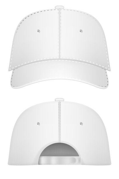 矢量棒球帽前和后视图。模型孤立的透明背景。制服帽与前，后侧视图。孤立的矢量插图设置在白色背景上。图片下载