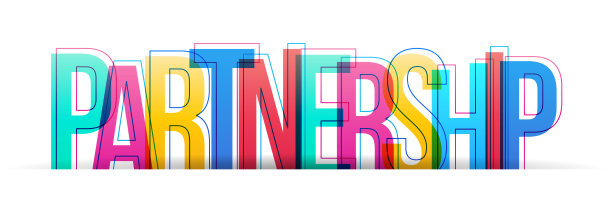 “伙伴关系”这个词被孤立在白色的背景上图片下载