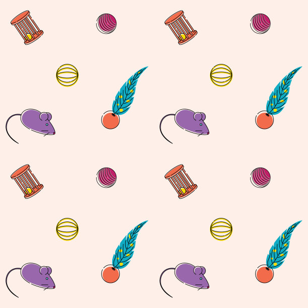 无缝矢量亮模式宠物商店的猫玩具图片下载