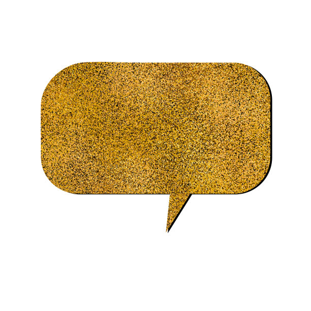 带有金色闪光效果的矢量语音气泡。孤立的发光的金色横幅在白色的背景。卡通插图。模板框架。手绘风格，对话云。图片下载