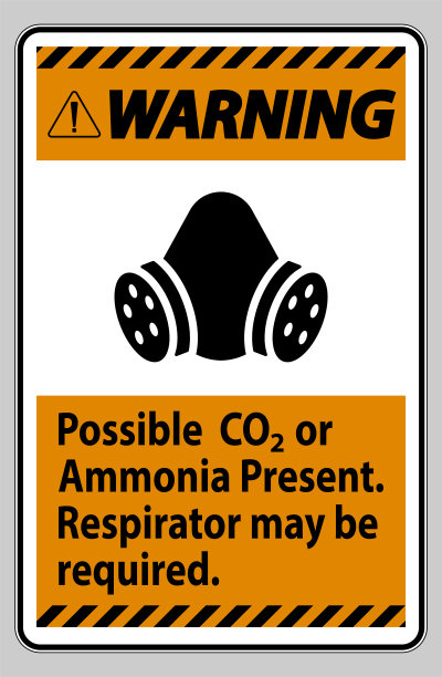 警告PPE标志可能存在二氧化碳或氨，可能需要呼吸器图片下载