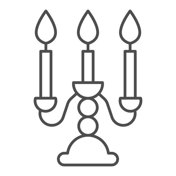 古董烛台与燃烧蜡烛细线图标，房间装饰概念，烛台标志上的白色背景，稀有性烛台图标轮廓风格的移动概念。矢量图形。图片下载