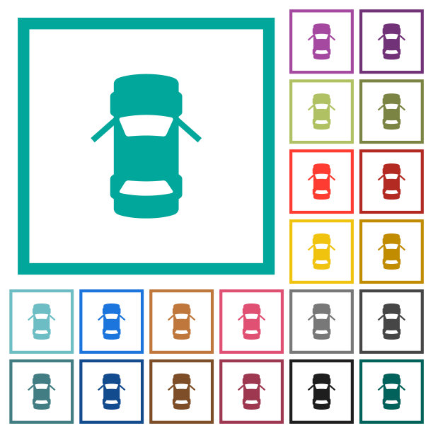 汽车打开前门，仪表板指示灯与象限框架的单色图标图片下载