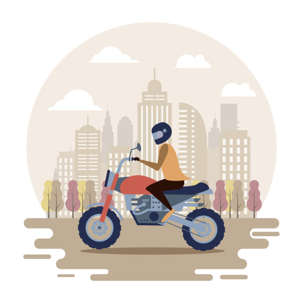 城市道路上骑摩托车的男人，人们的生活方式图片下载