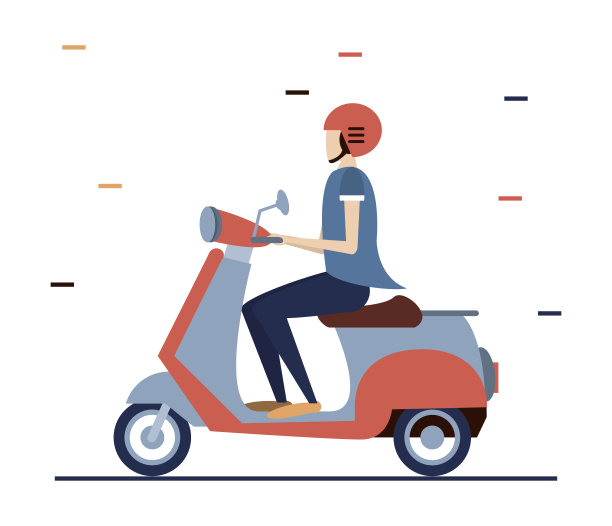 骑摩托车的男人插画图片下载