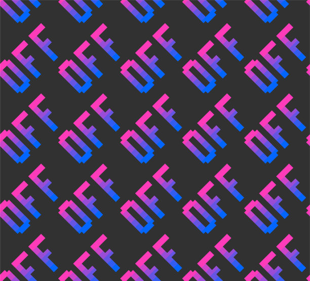 无缝矢量像素off符号模式。多色彩虹轮廓重复标志背景。10 eps设计。适用于广告横幅、设计、网页、织物、封面、包装等。图片下载