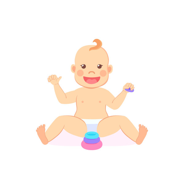 婴儿里程碑，八个月的孩子玩金字塔图片下载