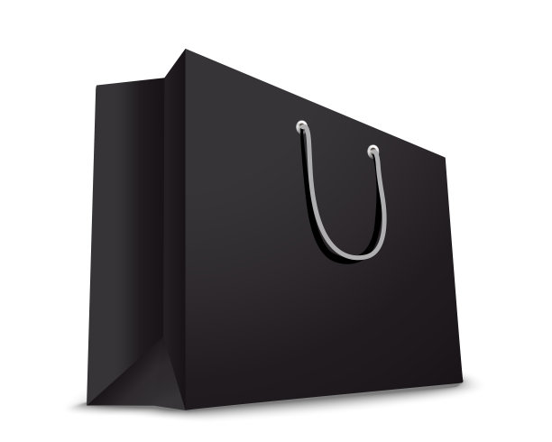 购物纸黑袋空，矢量插图图片下载
