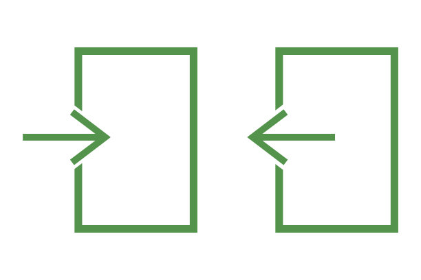 向量绿色门图标与箭头。入口和出口符号。线性图。每股收益10。图片下载