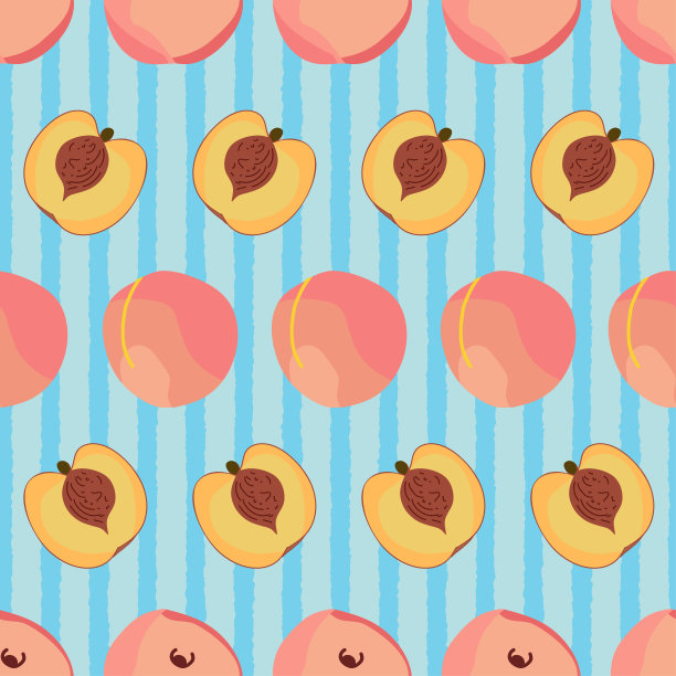 桃果重复矢量图案-07图片下载