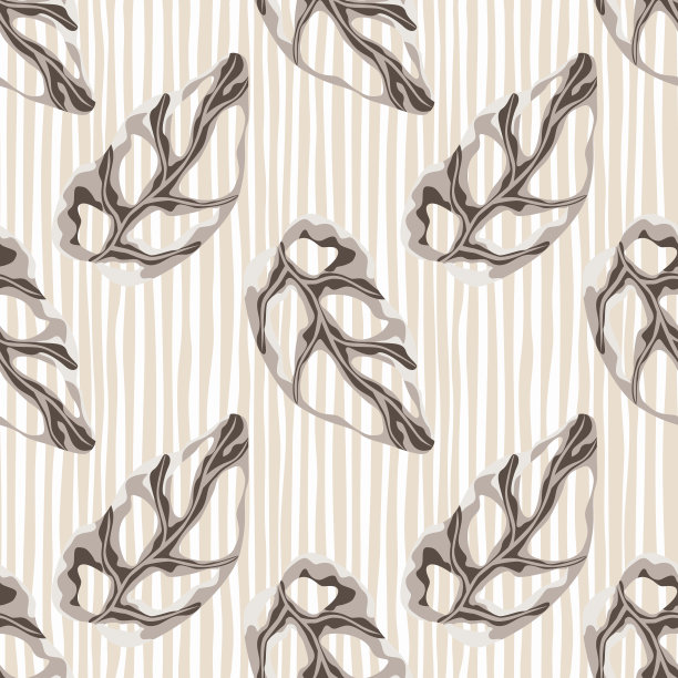 无缝随机模式与丛林怪物装饰。浅色条纹背景。复古花棕榈叶打印。图片下载