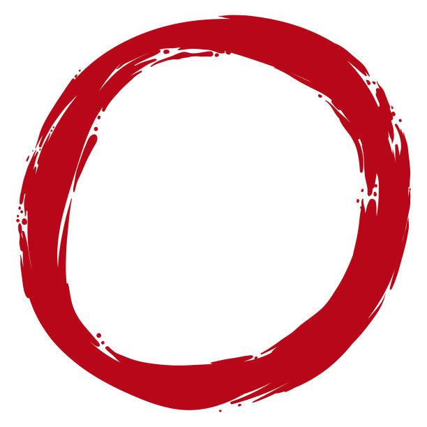 红色的圆圈在白色的背景上的笔触风格图片下载