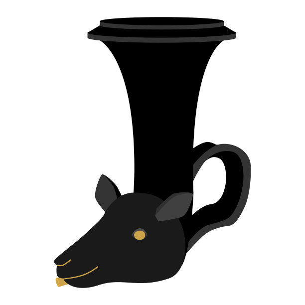 古希腊粘土利顿酒杯。古代饮韵杯与图案。用于希腊宴会上，孤立在白色背景上。图片下载