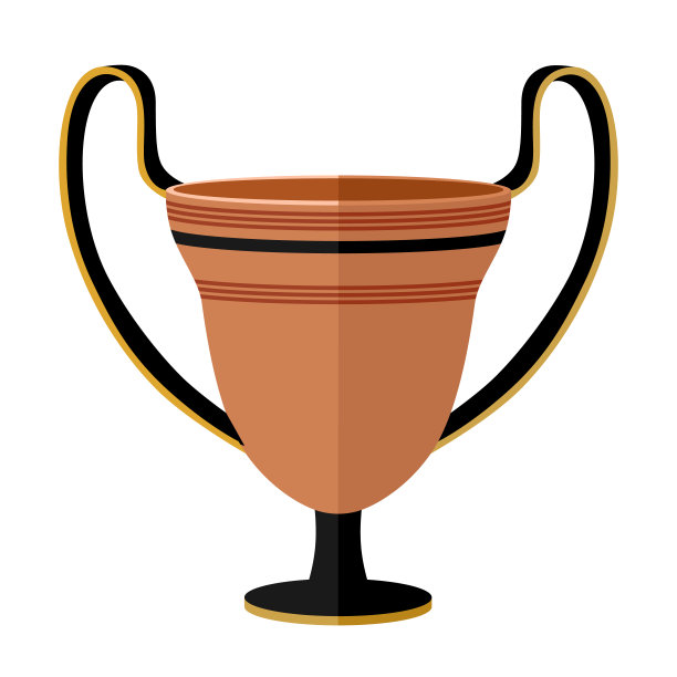 古希腊粘土康萨罗斯酒杯。古代饮用卡萨罗斯杯与图案。用于希腊宴会上，孤立在白色背景上。图片下载