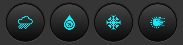 设置云与雨，水滴百分比，雪花和雾和太阳图标。向量图片下载