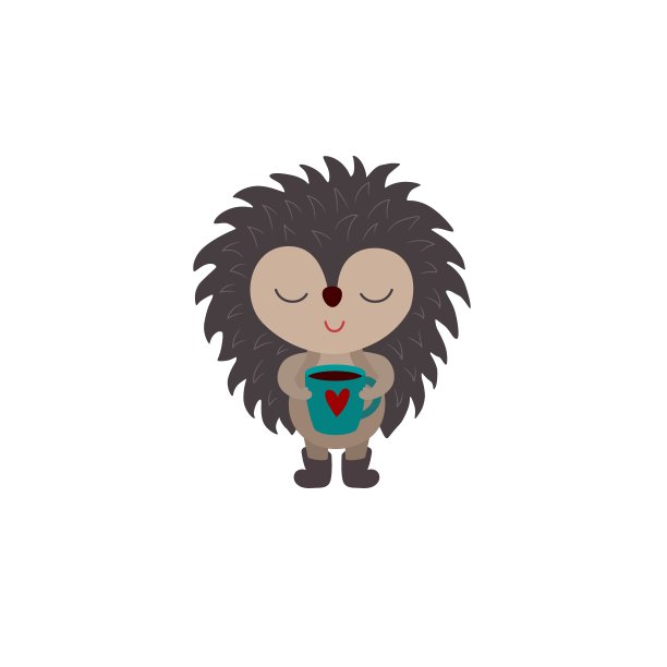 可爱的刺猬卡通人物。小林地动物甜美风格。图片下载