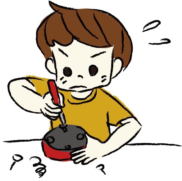 一个孩子拆卸仪器的插图图片下载