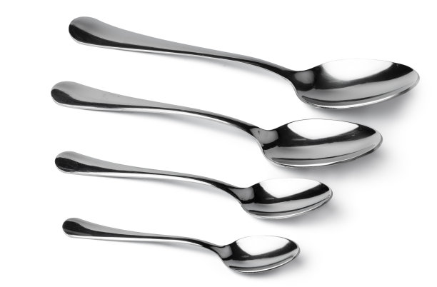 一套银匙，餐具孤立在白色图片下载