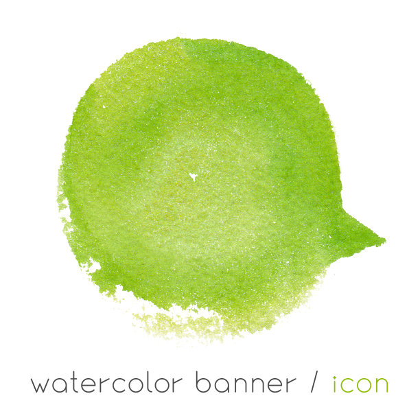 绿色水彩演讲气泡涂鸦为有机标签设计，健康食品博客符号。图片下载