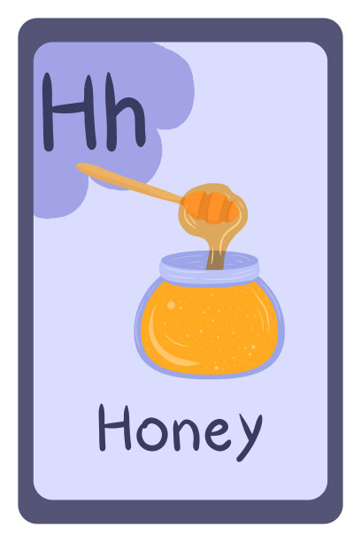 Abc食品教育flash卡，字母H - honey。图片下载