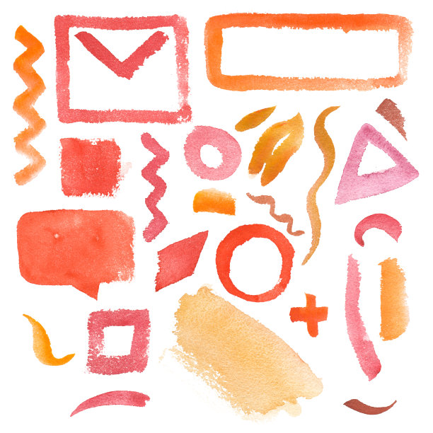 橙色水彩演讲气泡涂鸦为有机标签设计，健康食品博客符号。图片下载